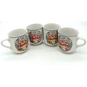 International Tableworks Set Of 4 Appletime  Coffee Mugs